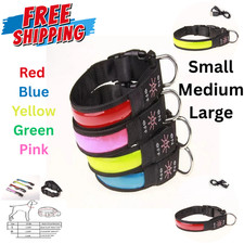 USB Rechargeable Light up LED Dog Collar Adjustable Pet Safety Luminous ALL SIZE