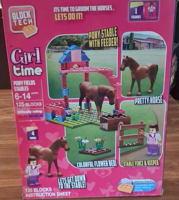 Block Tech Girl Time Pony Fields Stables Building Set 125pcs Ages 6-14