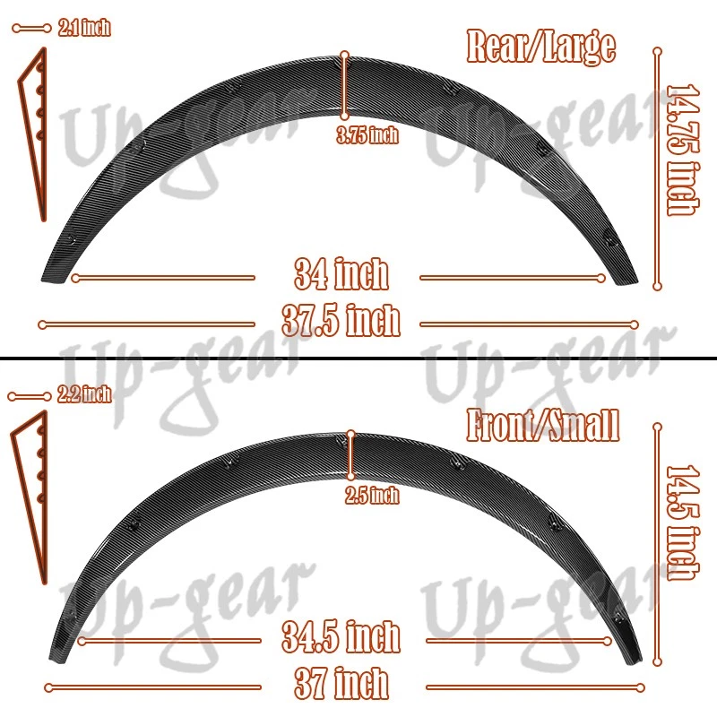 Universal Carbon Painted Flexible Fender Flares Wide Body Wheel Arches 37" 4PCS - Image 2 of 4