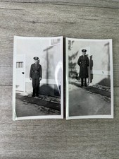 Vintage Military Soldier Snapshot Photo Lot 2 Man in Uniform Winter Scene
