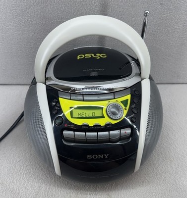 Sony Psyc CFD-E90 CD/Radio/Cassette Mega Bass Boombox w/Power Cord Tested Works