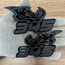 Rhino Badges Emblem Black Out Red Eye for 345, 2 Badges, Fender Angry Agressive