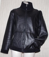 Maxima Willsons Black Leather /fleece Reversible Women's Bomber Jacket Size:l