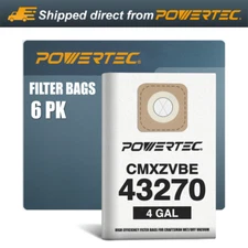 POWERTEC 6PK Bags for Craftsman 4 Gal Shop Vac, Replacement Filter Bags
