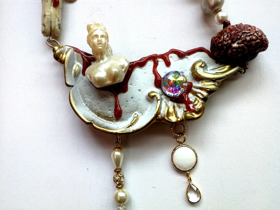 Joyería de lujo collar estilo barroco colgante dramático vintage brutalista gargantilla Foto 3 de 4