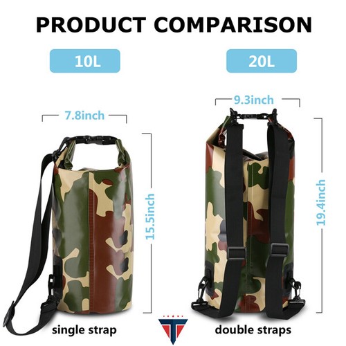 Dry Bag - Waterproof Bag - Boating, Kayaking, Rafting, Fishing - Green Camo - Picture 4 of 9