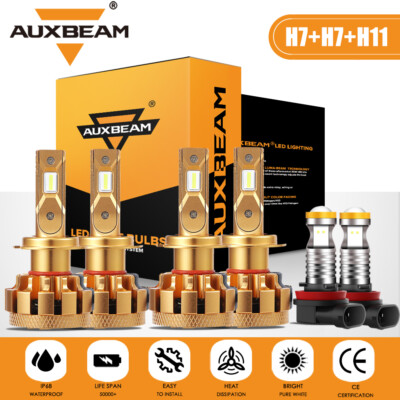 For Hyundai Sonata 2011-2014 AUXBEAM LED Bulbs H7 Headlight Hi-Lo+ H11 Fog 6000K