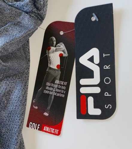 Fila Golf Polo Top Medium Mens NEW Shirt Gray Athletic Fit Grey Fila Sport M Med - Picture 14 of 18
