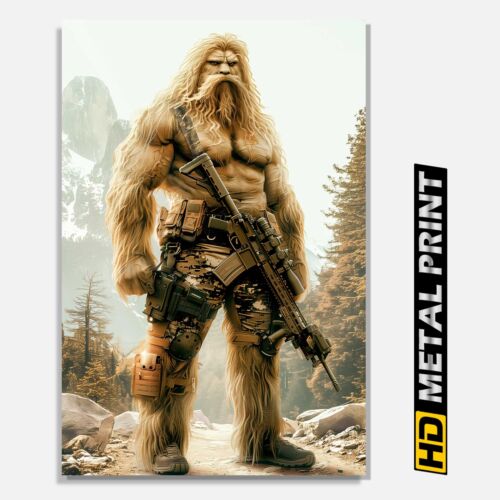 Sasquatch Tactical Bigfoot Poster Metal Wall Art Unique Home Decor Gift - Picture 1 of 7
