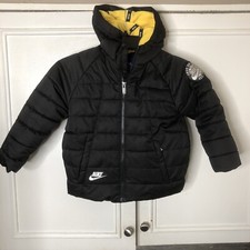 Boys NIKE Full-Zip Puffer Jacket Coat Size 4 Green Gray