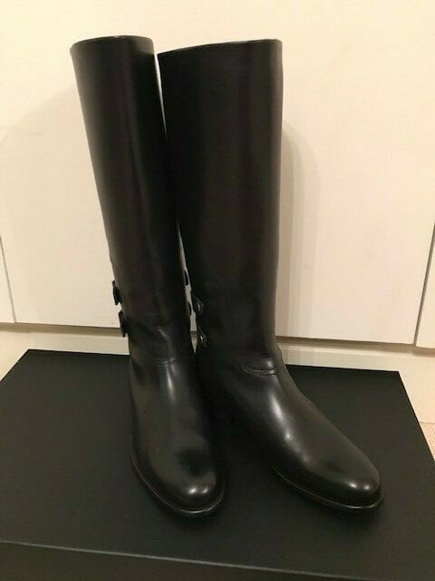 BNWB PAUL SMITH Black Leather Biker Riding Style Boots Size 38