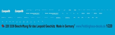 Peddinghaus 1/220  3339 Beschriftung für das K 5 '' Leopold '' Geschütz