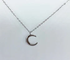 UK SELLER! Crescent Moon Pendant Stainless Steel Necklace LADIES WOMENS