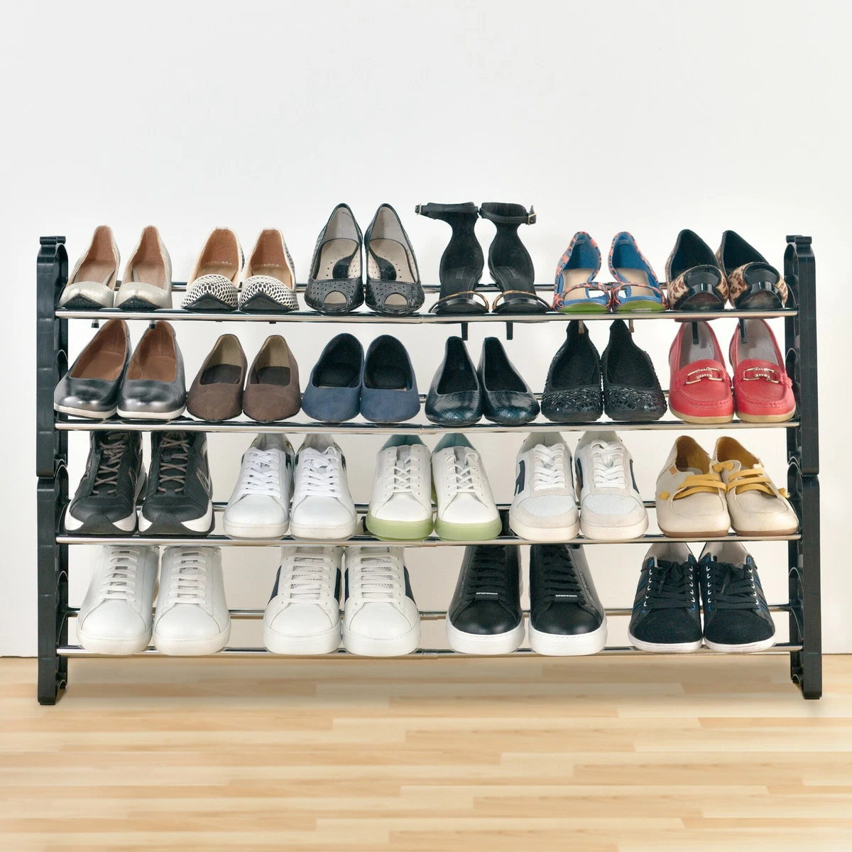 Simple Trending 3-Tier Stackable Shoe Rack, Expandable & Adjustable Fa