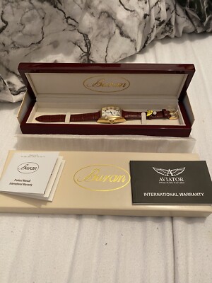 Buran Herren Selena Day Date Luxus Schweizer Automatik Uhr Brandneu mit Etikett