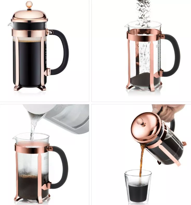 Bodum ® Chambord Copper French press coffee maker, 8 cup 34 oz