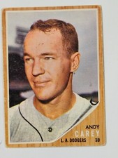 1962 TOPPS ANDY CAREY LOS ANGELES DODGERS #418 Very Good Actual card is scanned