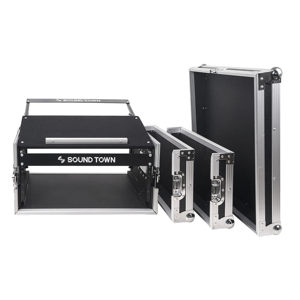 Sound Town 4U Rack Road Case 11U Slant Mixer Top 20'' Rackable Depth (STMR-4U) - Image 2 of 4