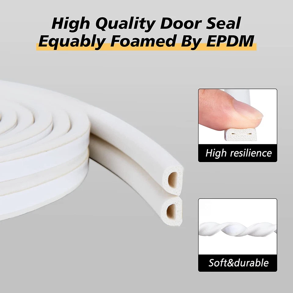 Self-Adhesive Door Window Weather Stripping Insulation Seal Strip White US - Image 3 of 4
