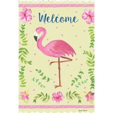 Flamingo Pink Hibiscus Flower Garden Flag 18 x 12