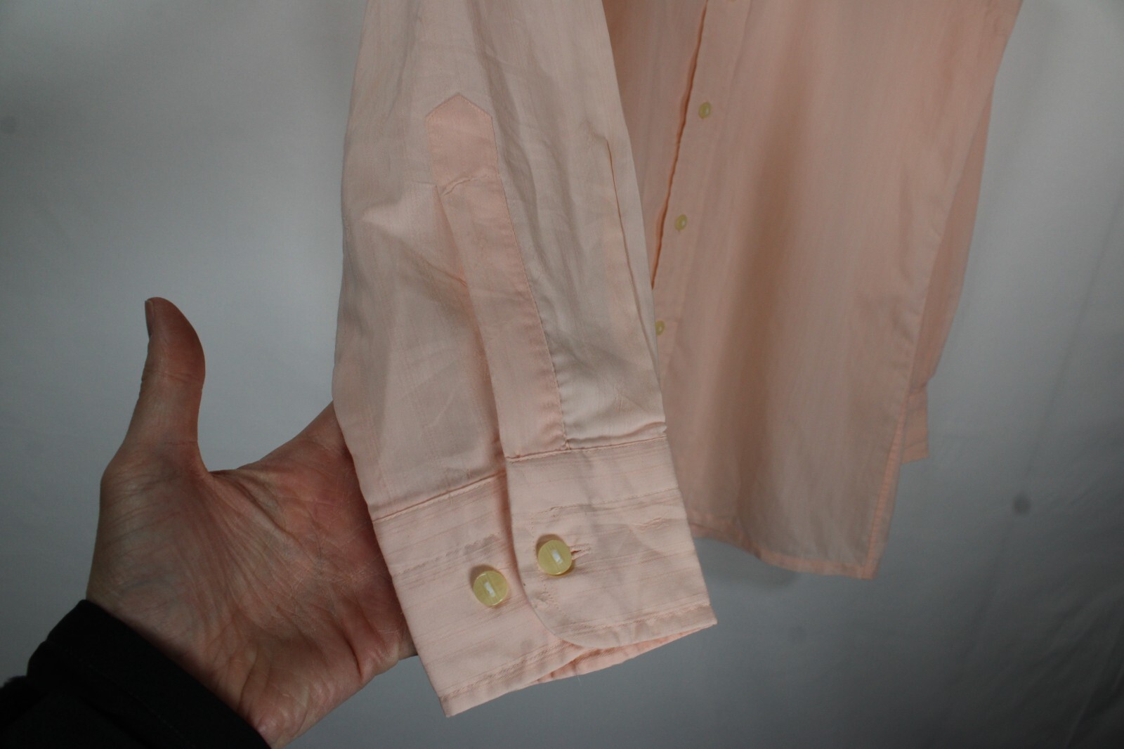 SAINT LAURENT YSL Camicia elegante vintage uomo 15 5" grande corallo anni 70 testurizzata logo goffrato elegante