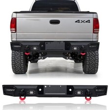 Vijay For 1997-2004 Dodge Dakota Steel Rear Black Bumper Wd-rings Led Light