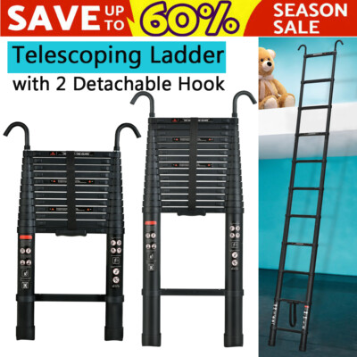 Collapsible Telescoping Ladder 12.5FT 16.5FT 20FT Aluminum for Roofing Business 