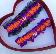 Orange Purple Black Wedding Garter Prom Garter