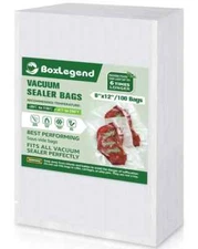BoxLegend Vacuum 2x100 Sealer Bags 8"x 12"  Size Food Vacuum Seal Rolls Pre-Cut