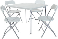 CARD TABLE SET 5-Piece Folding Square Table with Chairs Light Grey