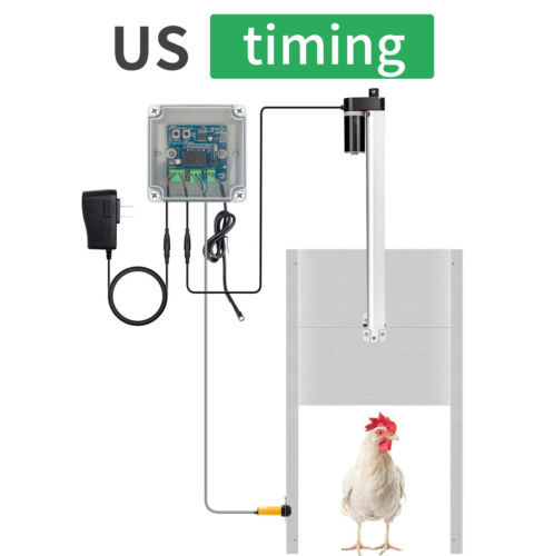 Automatic Chicken Coop Door Opener w/Timer, Programmable Aluminum Electric Motor