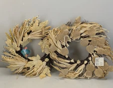 HOME BY RITE AID Harvest Raffia Wreath Autumn Door/Wall Decor Ornament Lot of 2