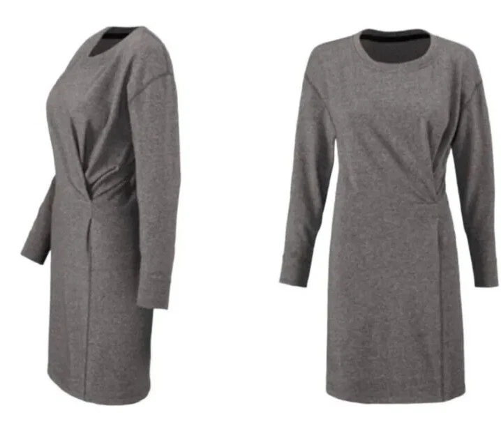 Vestido Vaina Cabi Put On L/S Algodón Terry Francés Gris Oscuro Talla Pequeña 3250 Usado en Excelente Condición Foto 3 de 4