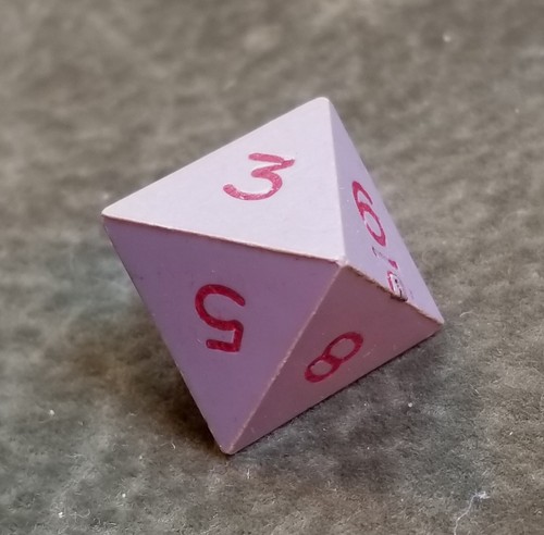 Vintage Armory Opaque Lavender D8 8-Sided Polyhedral Die RPG AD&D with Red Pips - Picture 2 of 7
