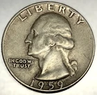 1959 D Washington 90% Silver Quarter Circulated Condition 25c US Coin - 2823