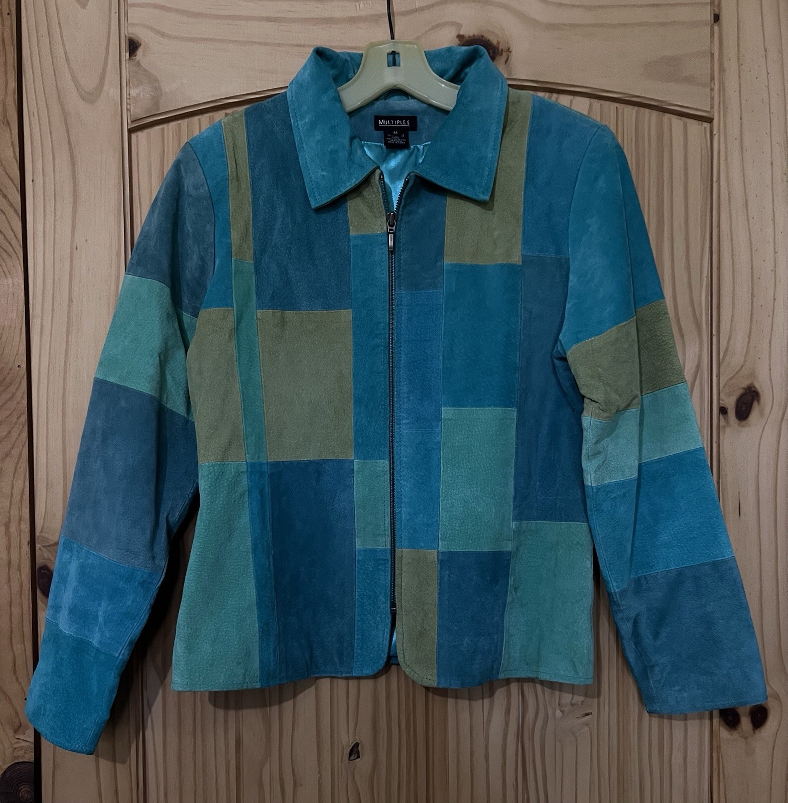Vintage Suede Patchwork Collared Full Zip  90’s P… - image 1