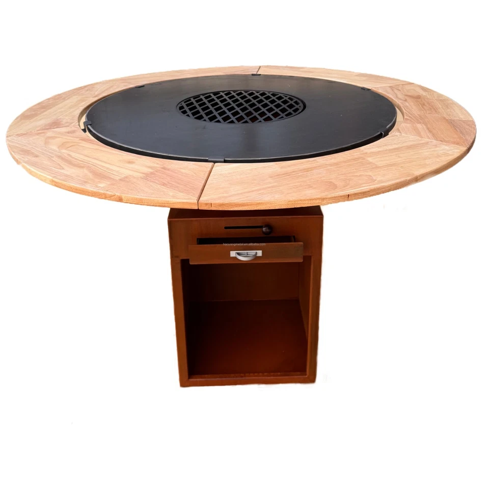 Brasero Plancha Ø101cm en Acier Corten avec tous ses accessoires inclus - Photo 1/4