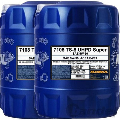 2x 20 LITER MANNOL TS-8 UHPD SUPER 5W-30 MOTORÖL VOLLSYNTHETISCH