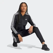 adidas Womens Tricot Tracksuit Black and White striped 100% Recycled Polyester