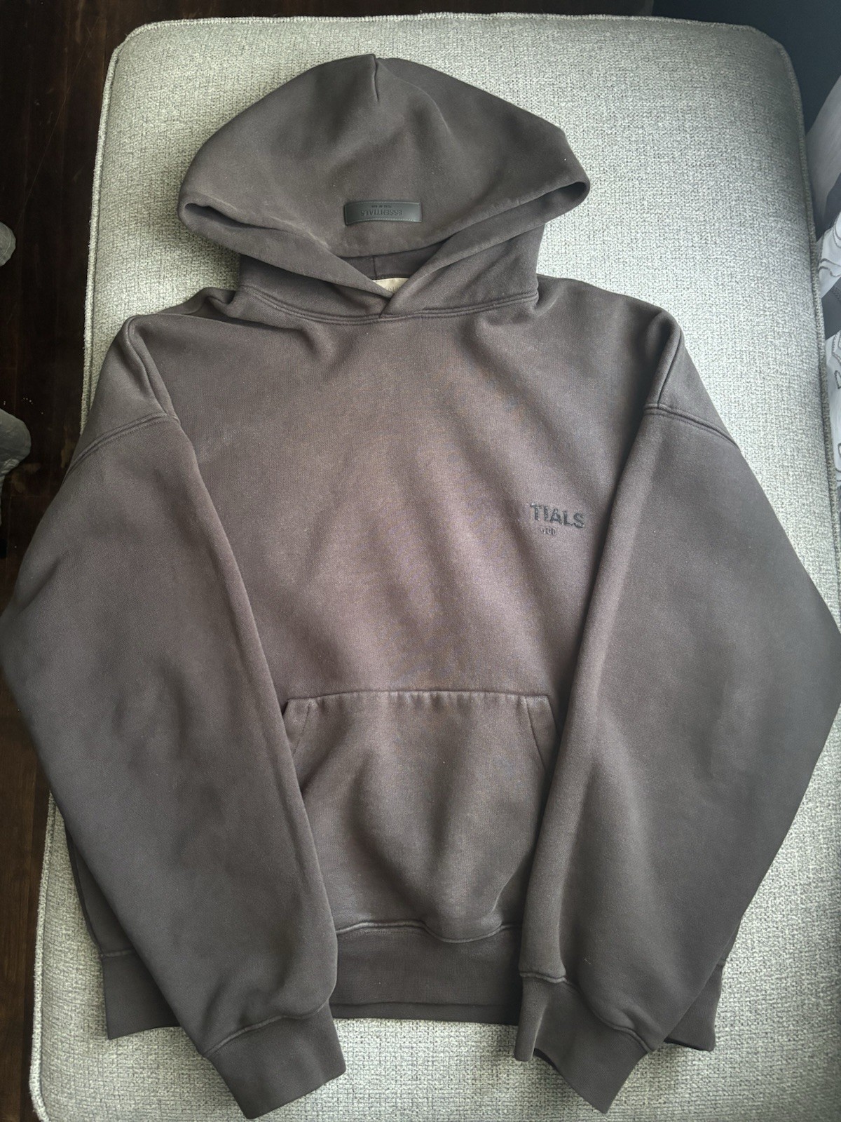 Fear of God Essentials Brown Pullover Hoodie Men's Size S Cotton Fleece