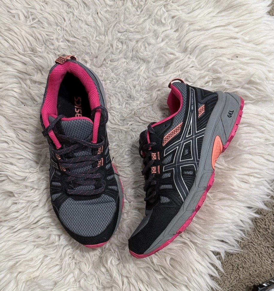 Asics Gel-Venture 7 Trail Running Shoes Women's Size 6.5 Wide Grey Pink 1012A477