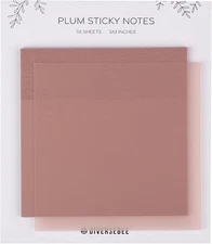 DiverseBee 50 Sheets Pastel Transparent Sticky Notes, 3x3” Clear 3x3", Plum 