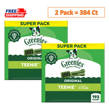 2 Pack, Greenies Adult Teenie Dog Dental Treats - Natural, Oral Health, 192 Ct