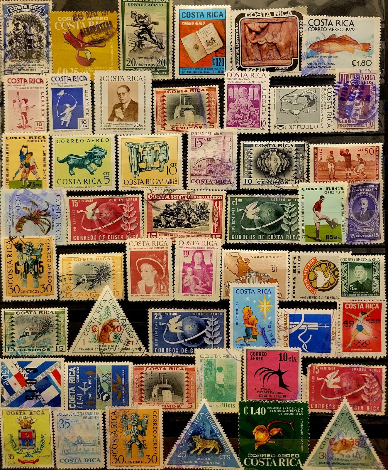 Antique Correos De COSTA RICA  Mixed LOT Mail . Stamps 1950's-1960' (Lots #2324)