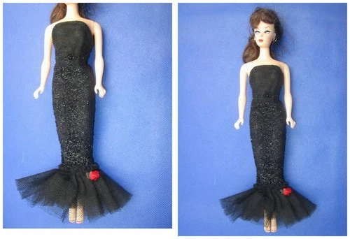 Vintage Barbie Clothes ~❤️~ Black Dress As-Is #599