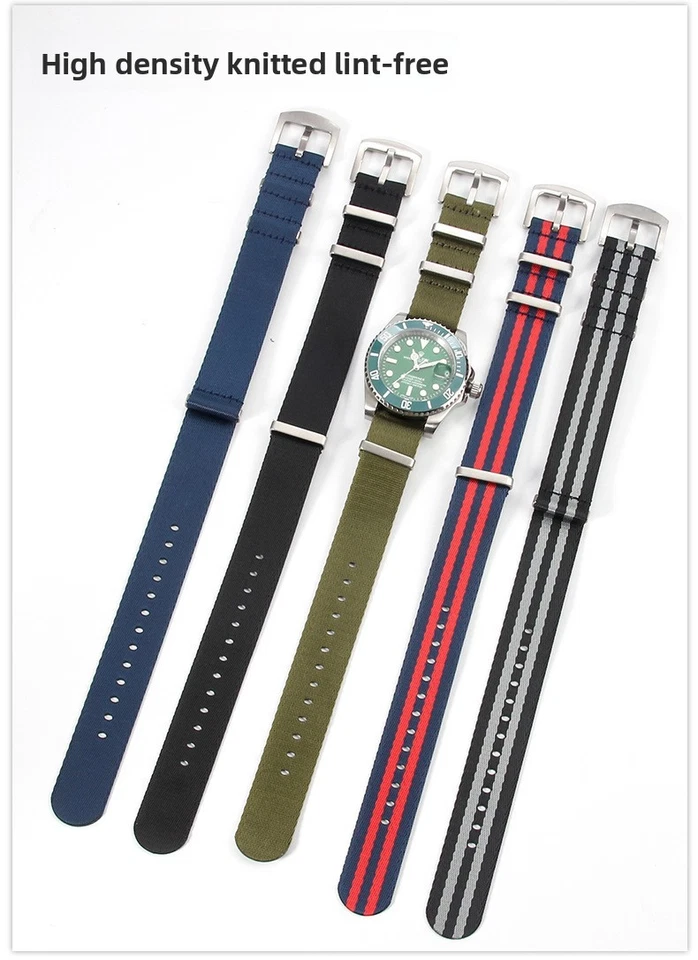 Correa de reloj de nailon de alta calidad para hombre de una sola pasada deportiva pulsera de lona 20 22 mm Foto 2 de 4