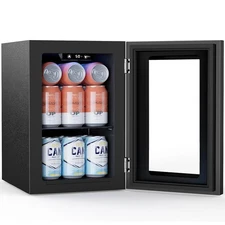 Beverage Refrigerator 24-Can Mini Fridge,Small Adjustable Digital Thermostat
