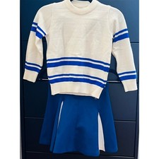 Vintage 1970s Youth Cheerleader Uniform Set Helenikon Air Base Greece Blue White
