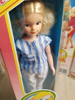 Vintage UK Sindy Funtime Blue Stripe Boxed Pedigree 1980s + Free Outfit