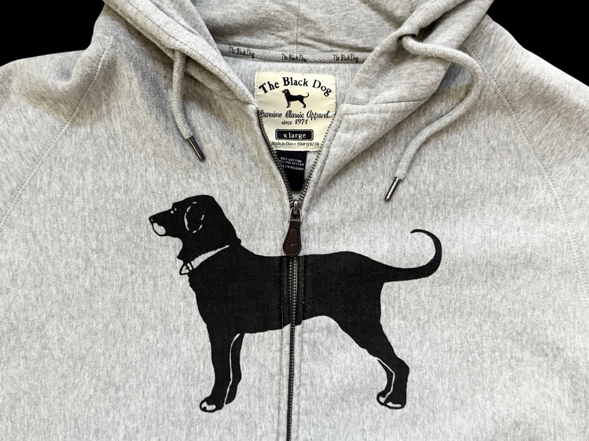 The Black Dog Hoodie Sweatshirt Gray Logo Full Zip Heavyweight Lab